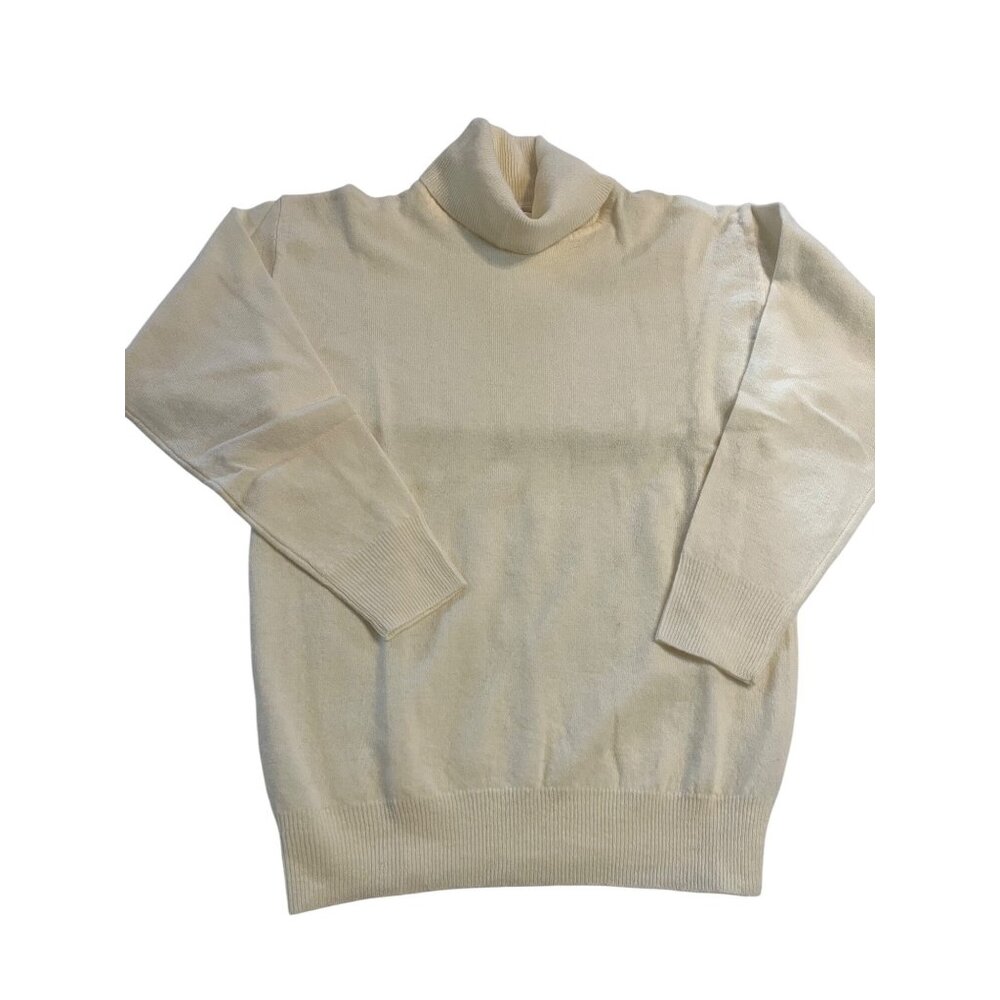 NWT-Vintage Crazy Horse Lambswool blend  Cream Turtleneck ribbed  Sweater Small